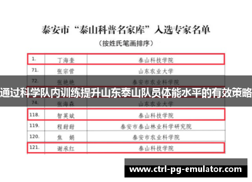 通过科学队内训练提升山东泰山队员体能水平的有效策略